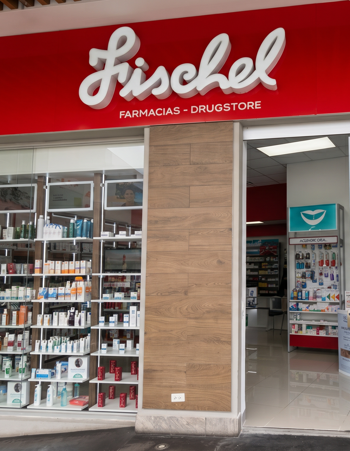 Fachada de una sucursal de Fischel Farmacias