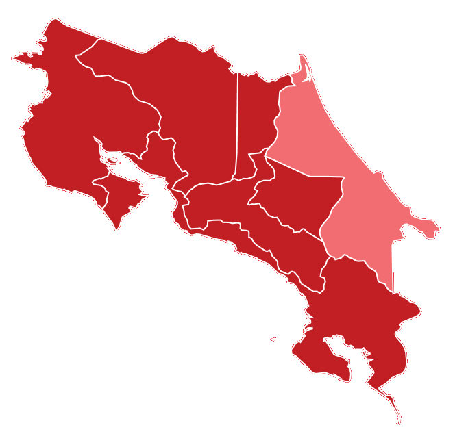 Mapa de Costa Rica con la presencia de Fischel
